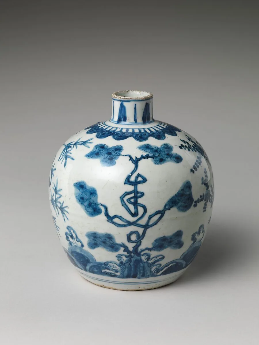明嘉靖 景德鎮窯青花福壽康寧罐|Jar decorated with auspicious characters amid plants — Unknown