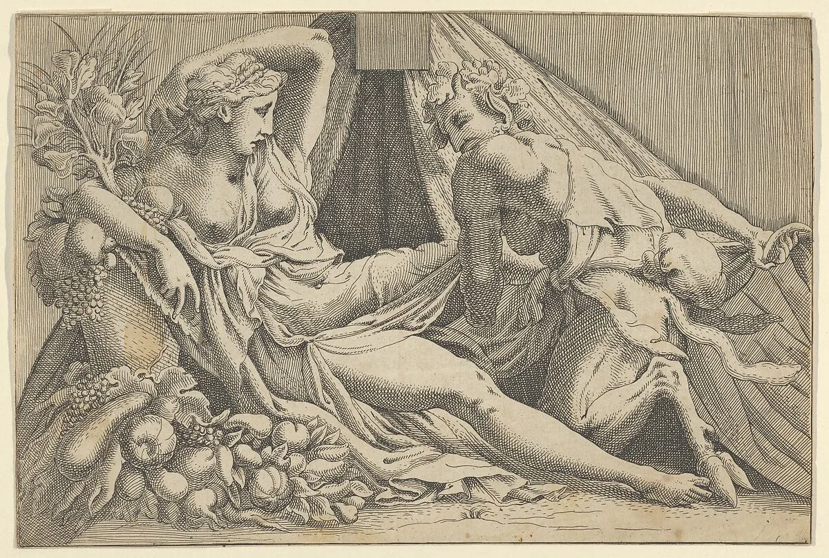 Jupiter and Antiope — Antonio Fantuzzi|Francesco Primaticcio