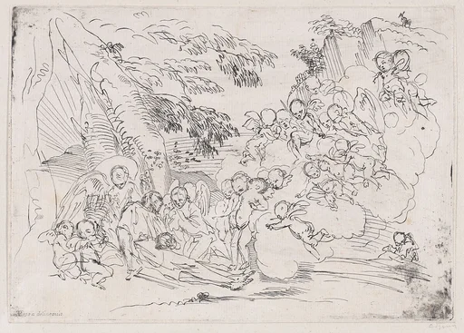 The death of Saint Pellegrino surrounded by many putti