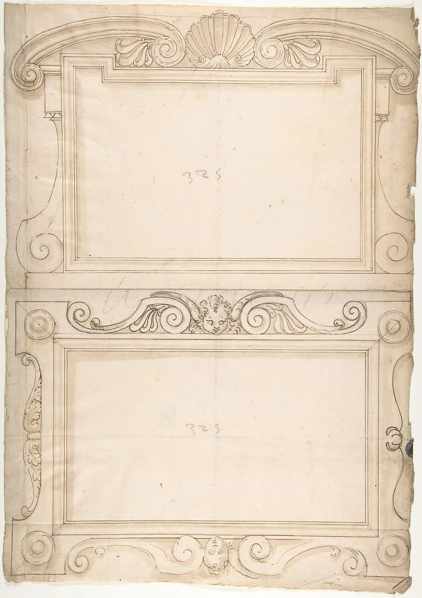 Two Designs for Carved Panels — Anonymous, French, 16th century|Jacques Androuet Du Cerceau