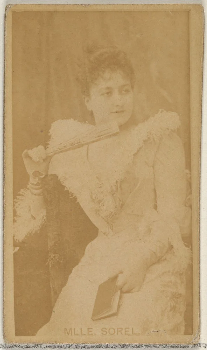 Mlle. Sorel, from the Actors and Actresses series (N45, Type 8) for Virginia Brights Cigarettes — Allen & Ginter