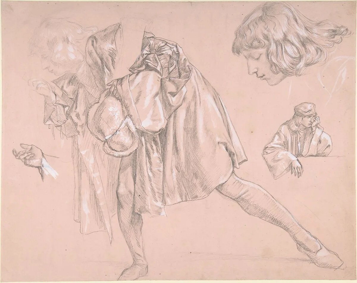 Study of a young man bending forward to kiss a hand, for the painting "The Departure of the Prodigal Son" — James Tissot