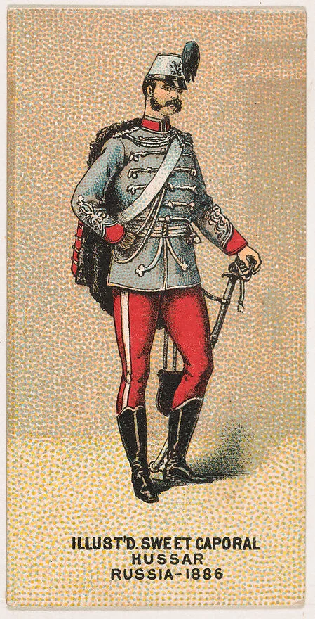 Hussar, Russia, 1886, from the Military Series (N224) issued by Kinney Tobacco Company to promote Sweet Caporal Cigarettes — Kinney Brothers Tobacco Company