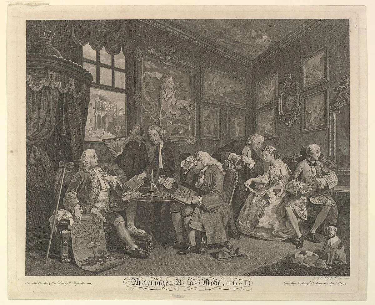 Marriage A-la-Mode, Plate I — William Hogarth|Gérard Jean-Baptiste Scotin