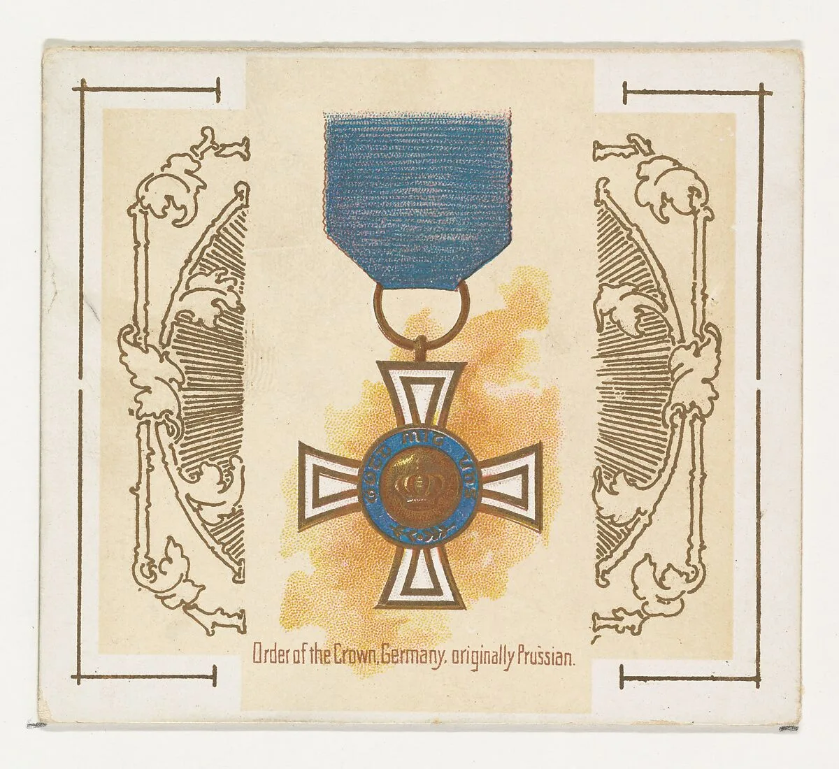 Order of the Crown, Germany, originally Prussian, from the World's Decorations series (N44) for Allen & Ginter Cigarettes — Allen & Ginter|Lindner, Eddy & Claus