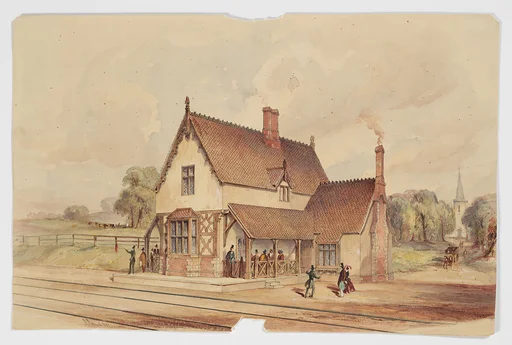 Victorian Rural Train Station and Railroad Crossing