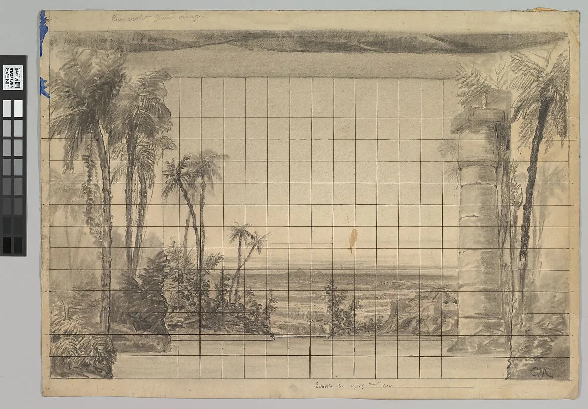 Design for a Stage Set: Backdrop of Tropical Landscape — Eugène Cicéri