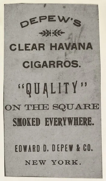 Facsimile of card verso from Speed Champions series (T228), issued by DePew's Ciagarros — Edward D. DePew & Company