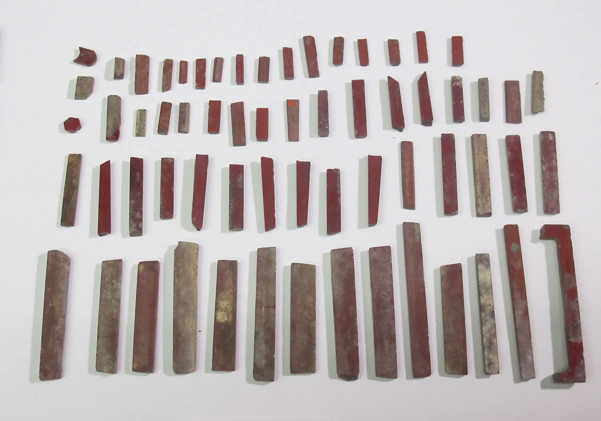 Inlays from shrine: box of red bars — Unknown