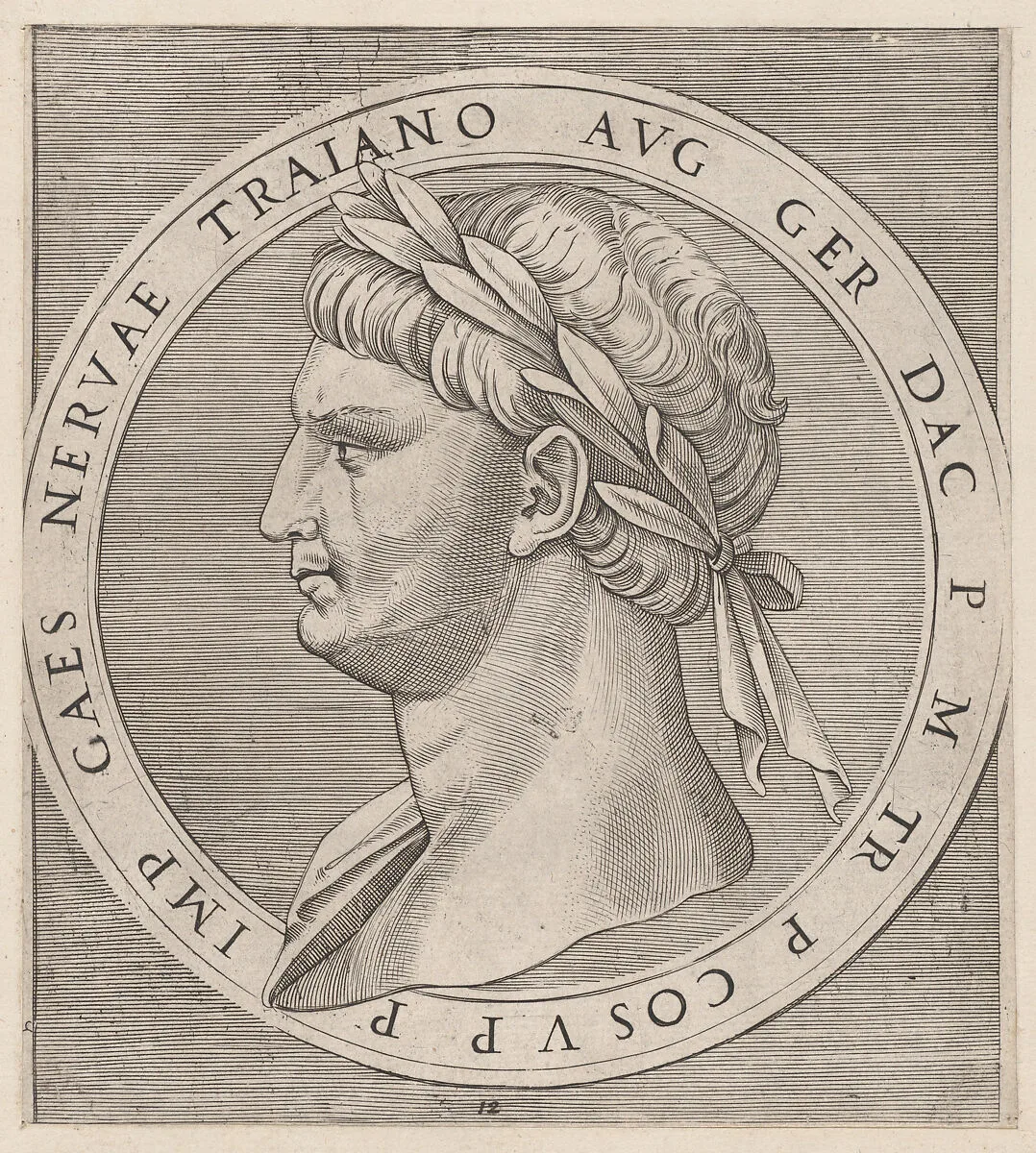 Speculum Romanae Magnificentiae: Nerva, from "The Twelve Caesars" — Marcantonio Raimondi
