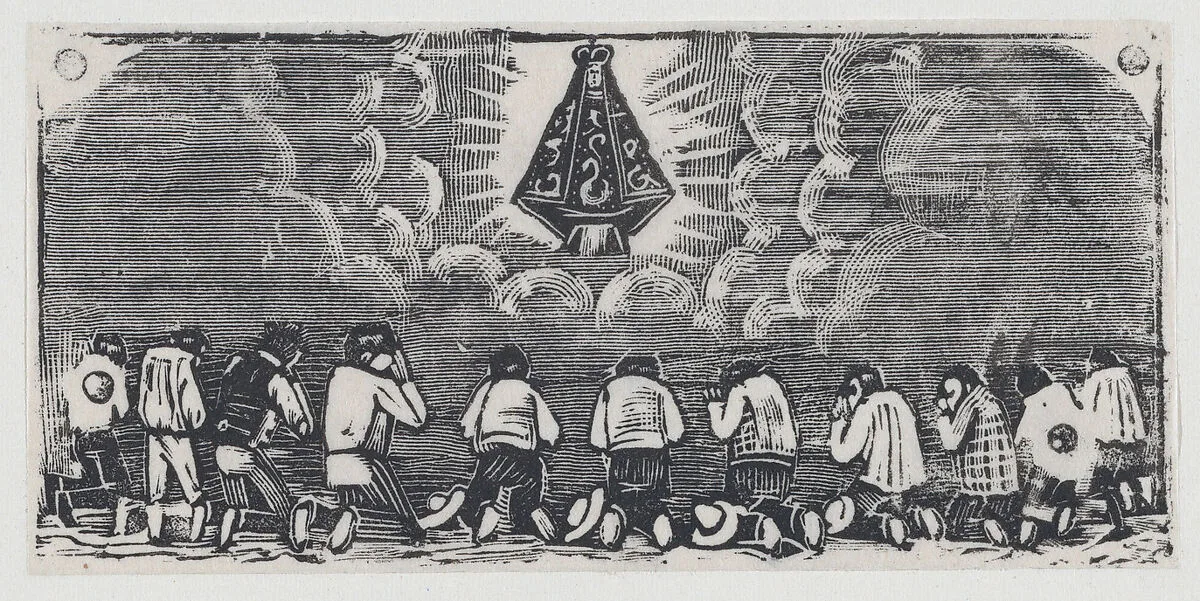 Figures kneeling before the Virgin — José Guadalupe Posada