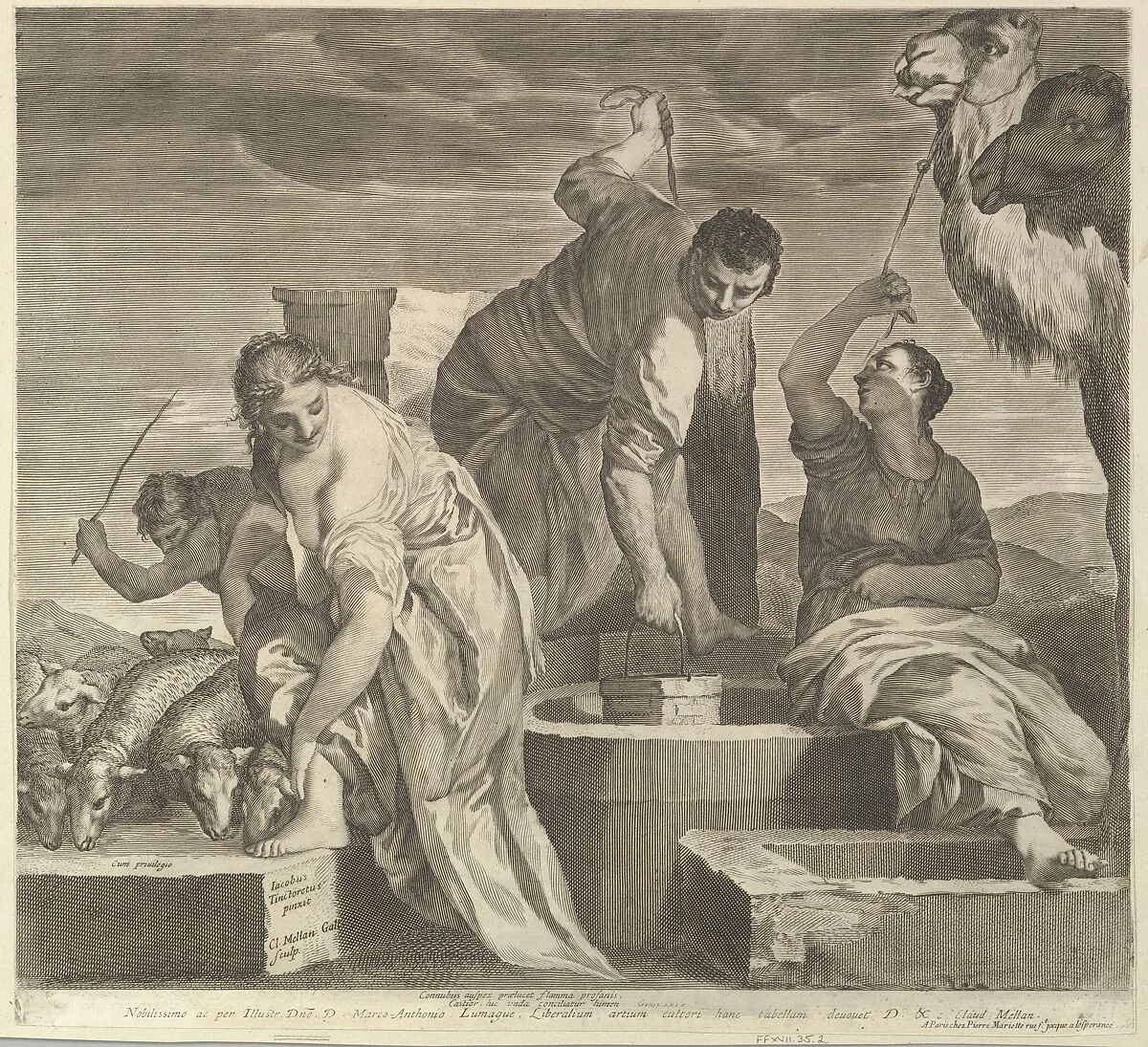 Jacob Draws Water for Rachel's Animals (Jacob abreuve le troupeau de Rachel) — Claude Mellan|Paolo Veronese (Paolo Caliari)|Pierre Mariette