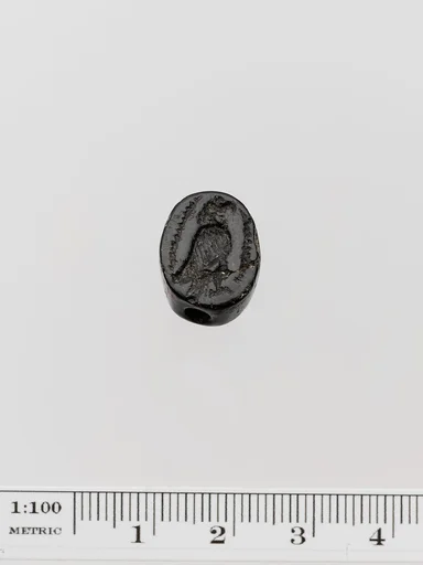 Black jasper scaraboid seal