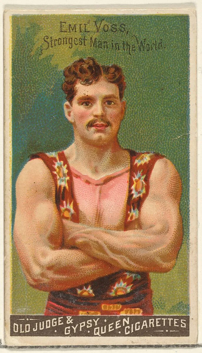 Emil Voss, Strongest Man in the World, from the Goodwin Champion series for Old Judge and Gypsy Queen Cigarettes — Goodwin & Company