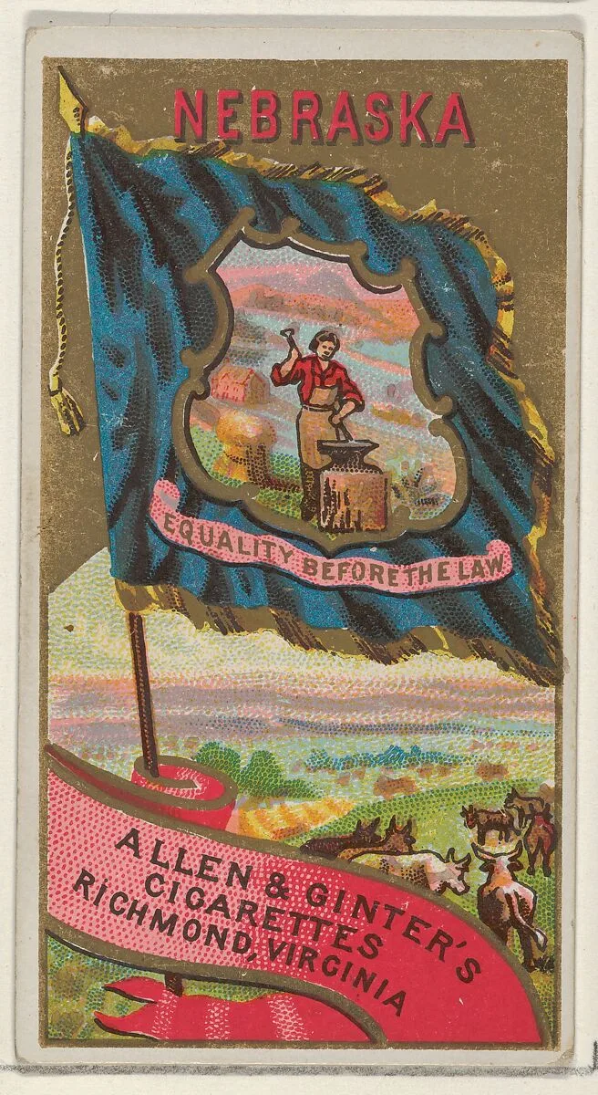 Nebraska, from Flags of the States and Territories (N11) for Allen & Ginter Cigarettes Brands — Allen & Ginter