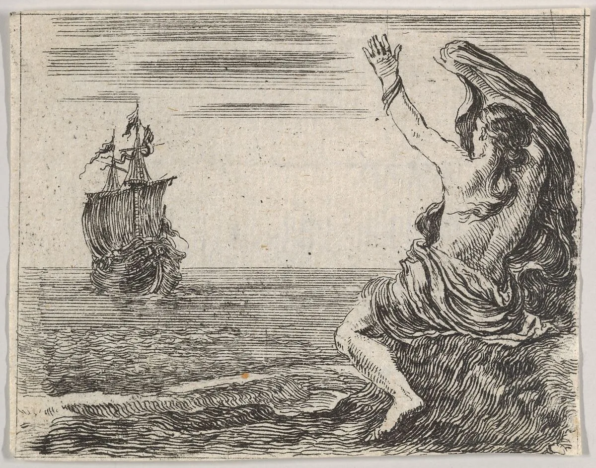 Theseus and Ariadne, from 'Game of Mythology' (Jeu de la Mythologie) — Stefano della Bella