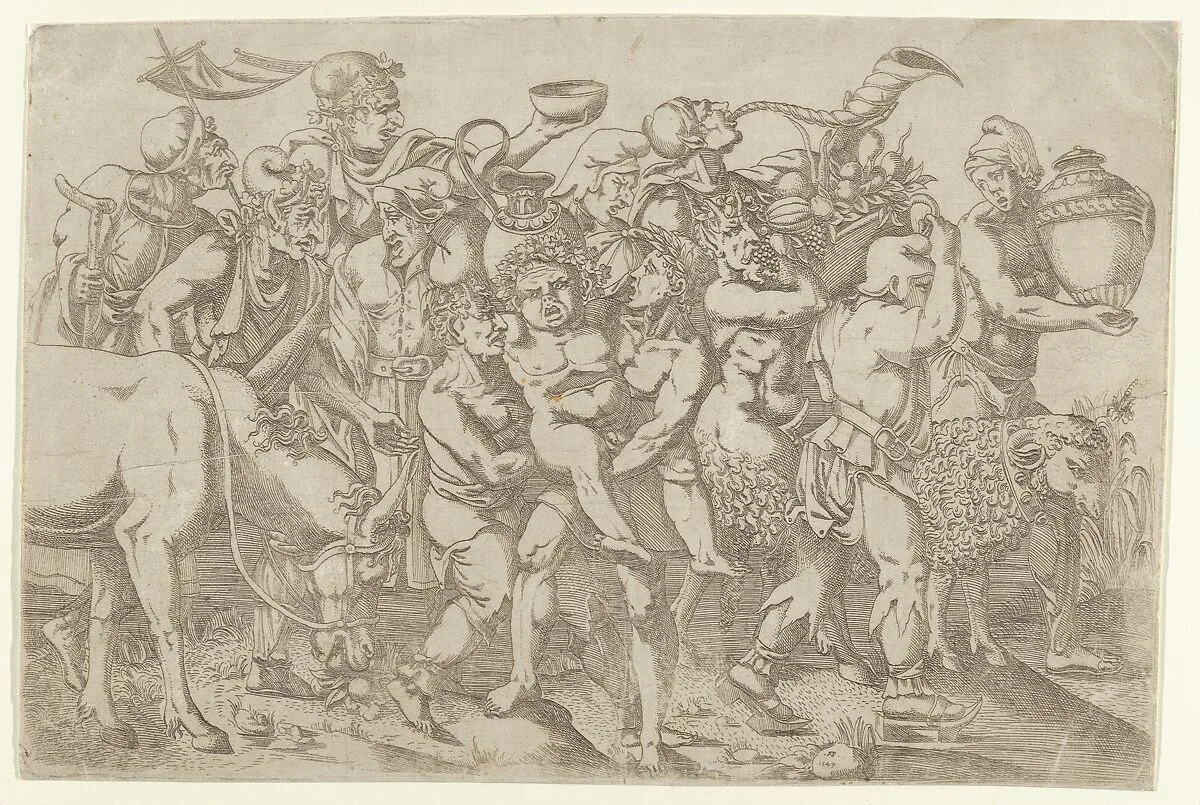 Silenus Carried by Two Attendants of Bacchus — Antonio Fantuzzi|Giulio Romano