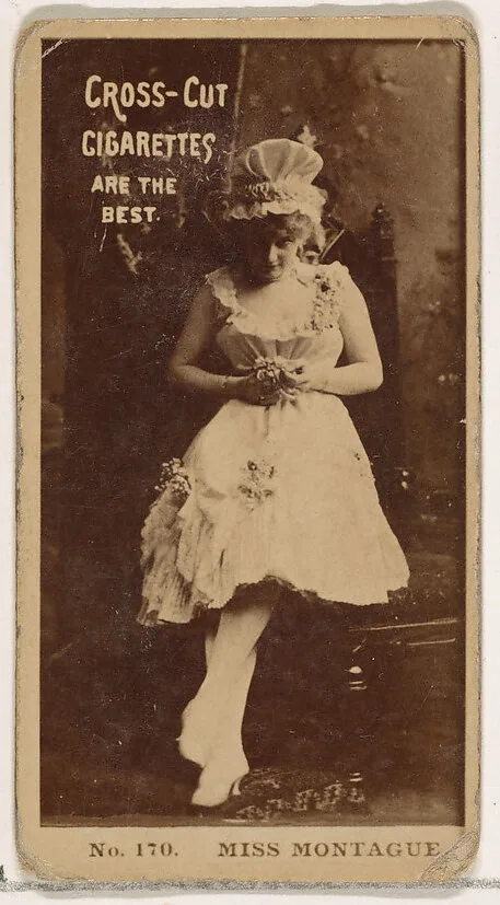 Card Number 170, Miss Montague, from the Actors and Actresses series (N145-2) issued by Duke Sons & Co. to promote Cross Cut Cigarettes — W. Duke, Sons & Co.