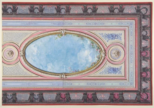 Design for Ceiling: Gallery of Château de Magnitot (recto); Decorative Design (verso)