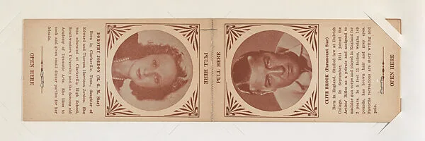 Dorothy Jordon and Clive Brook from Star Folders Special Cards (W439) — Unknown