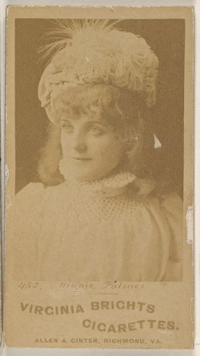 Card 432, Minnie Palmer, from the Actors and Actresses series (N45, Type 1) for Virginia Brights Cigarettes