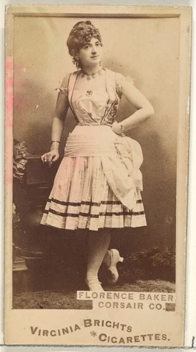 Florence Baker, Corsair Co., from the Actors and Actresses series (N45, Type 1) for Virginia Brights Cigarettes