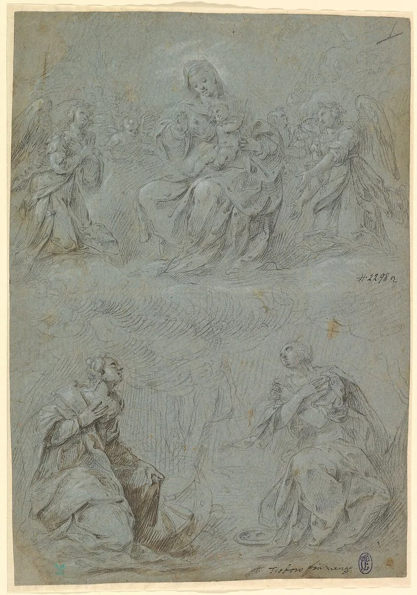 The Virgin and Child in Glory Adored by Saints Catherine and Lucy — Dirck Hendricksz., called Centen, also called Teodoro d'Errico