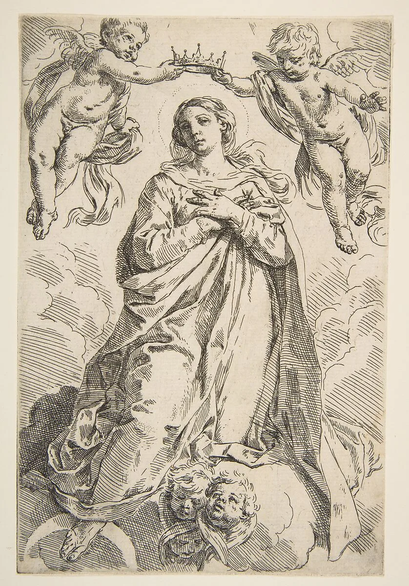 The Virgin being crowned by two angels — Simone Cantarini