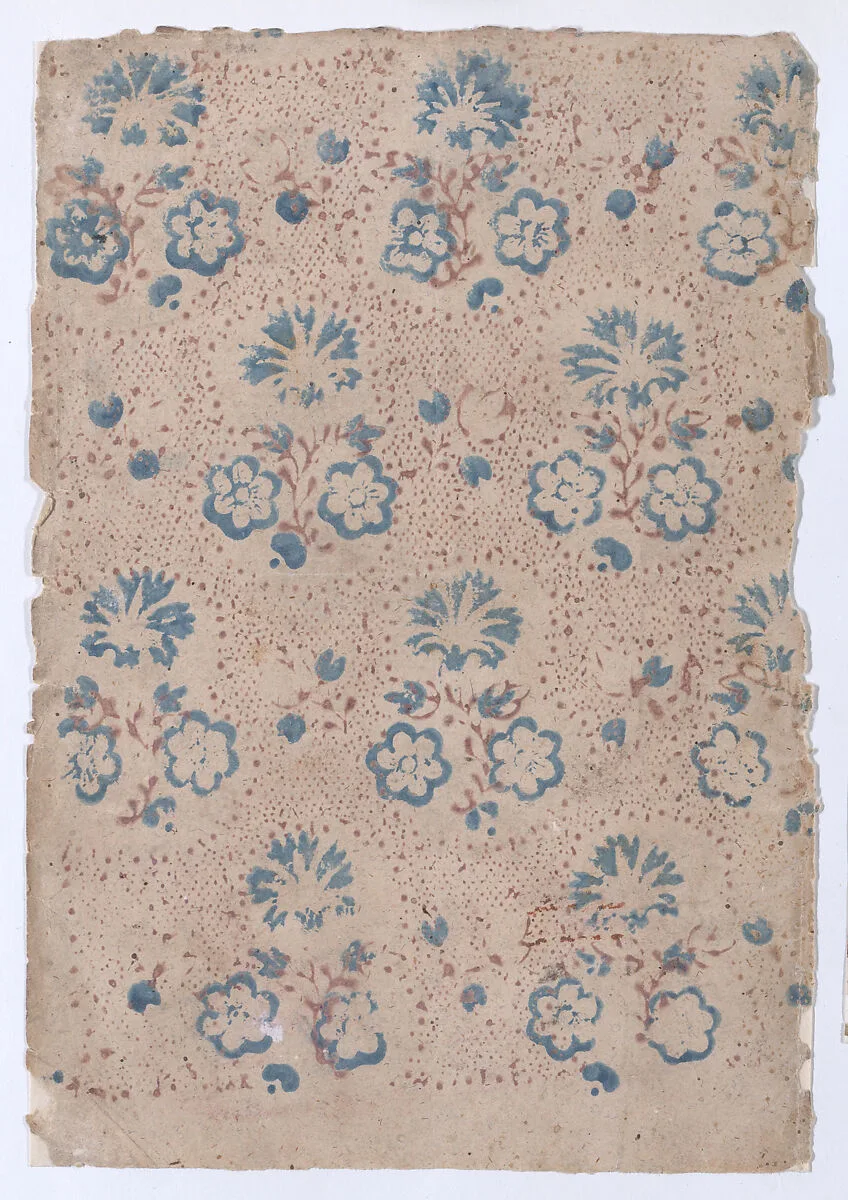 Sheet with overall floral and dot pattern — Anonymous