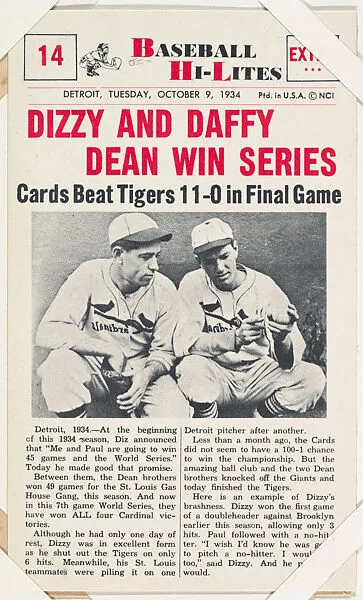 Dizzy and Daffy Dean #14 from Nu-Card Baseball Hi-Lites series (W460) — Nu-Card, Inc.
