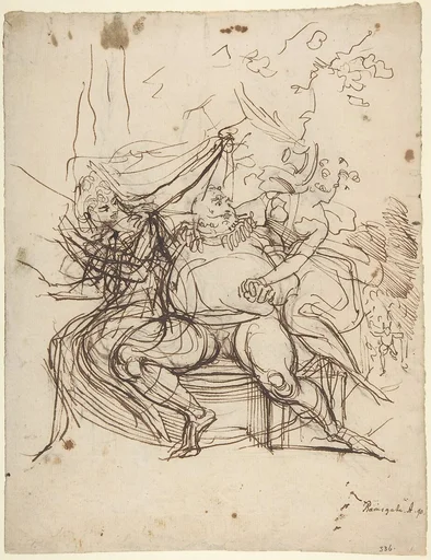 Falstaff with Mrs. Ford and Mrs. Page (Shakespeare, The Merry Wives of Windsor, Act 5, Scene 5)