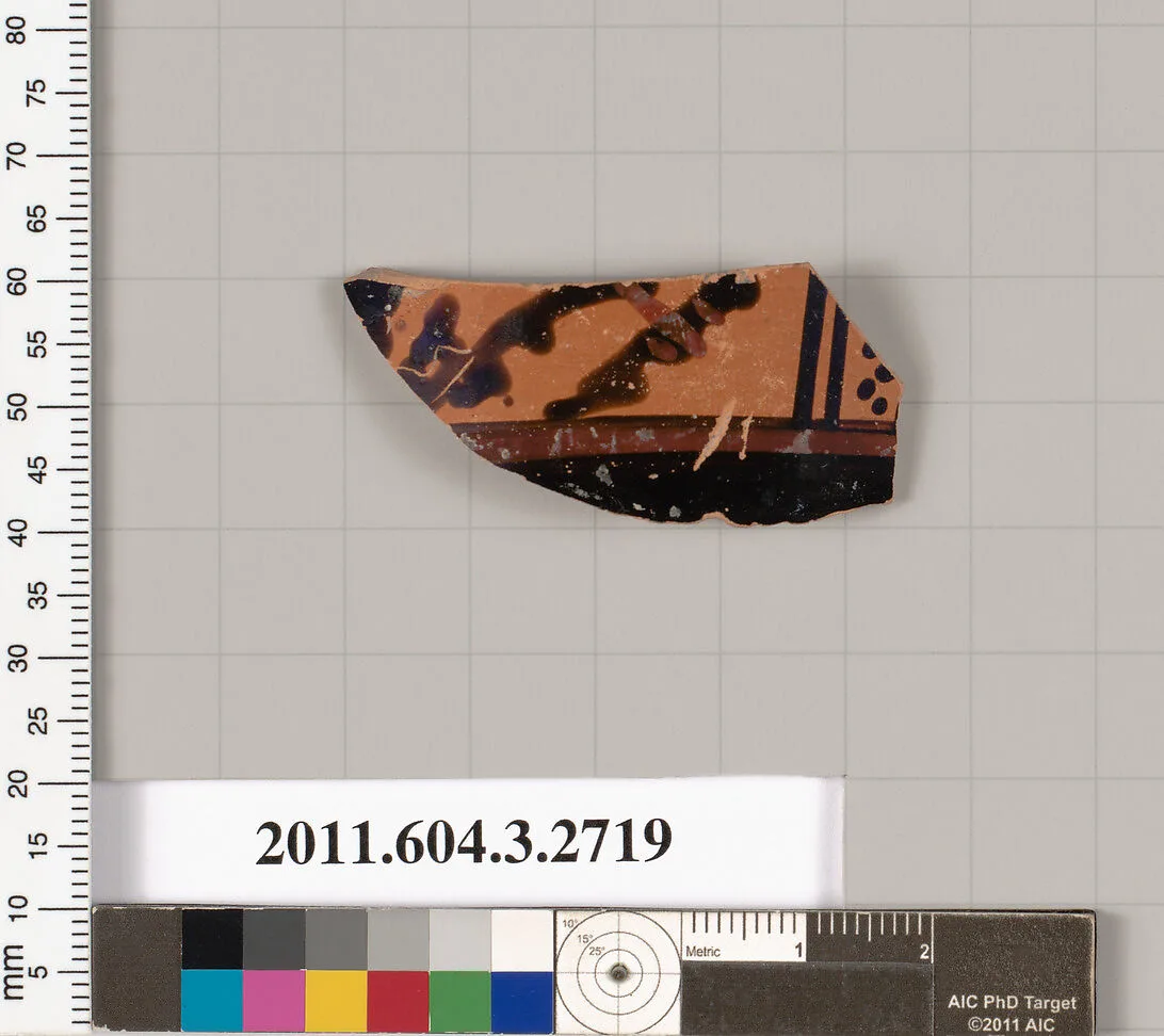 Terracotta fragment of an oinochoe (jug) or olpe (jug) — Unknown