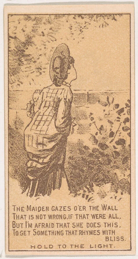 The Maiden Gazes O'er the Wall..., from the Magic Changing Cards series (N223) issued by Kinney Tobacco Company — Kinney Brothers Tobacco Company