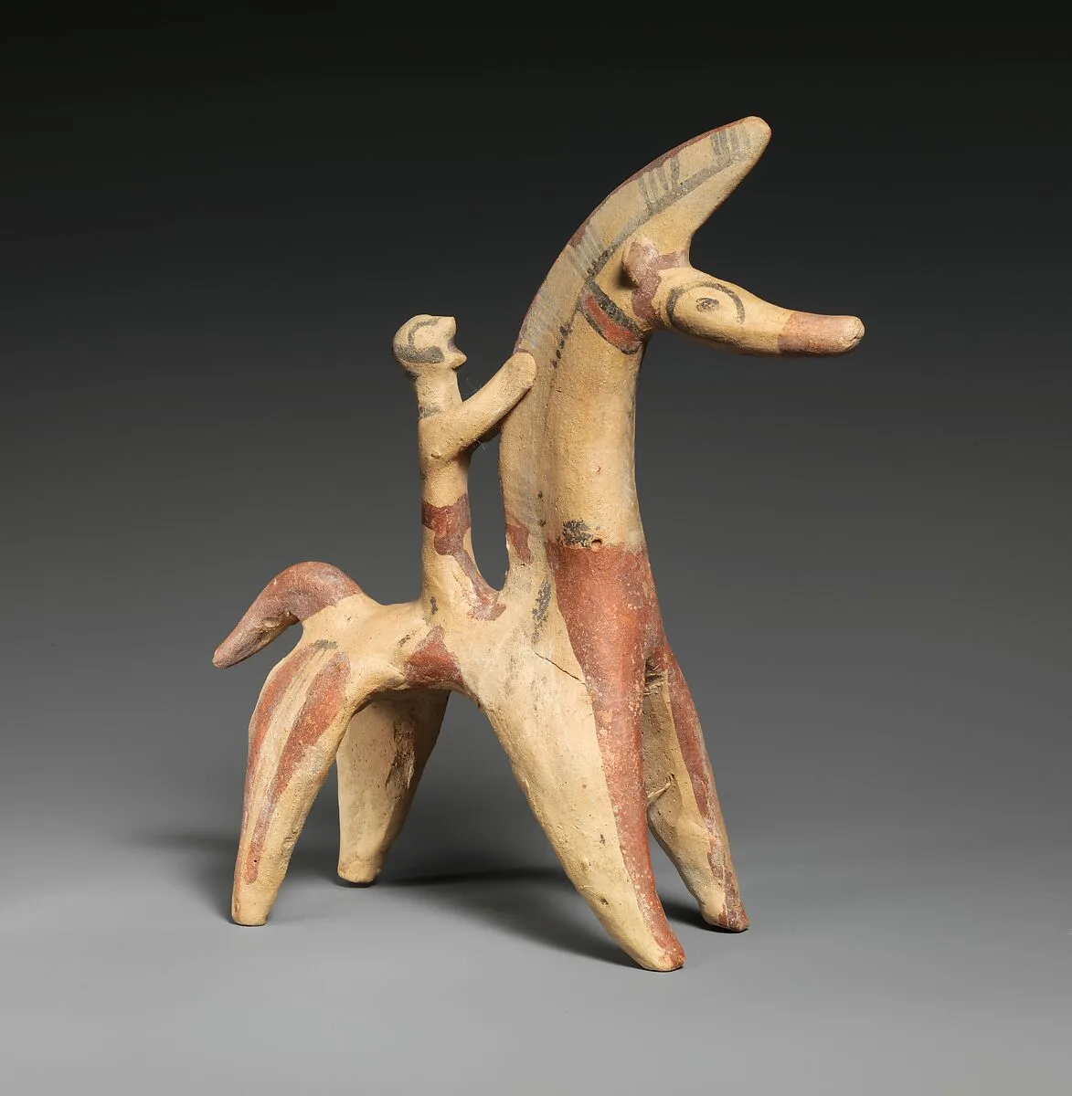 Terracotta horse and rider — Unknown