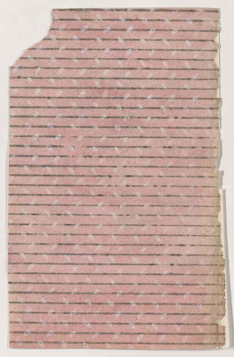 Sheet with overall pattern of stripes and dashes — Anonymous