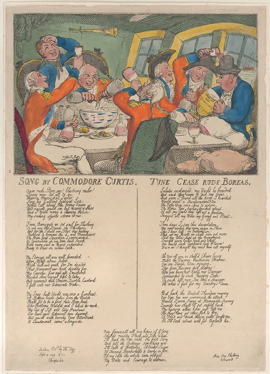 Song by Commodore Curtis. Tune Cease Rude Boreas. — Thomas Tegg|Thomas Rowlandson
