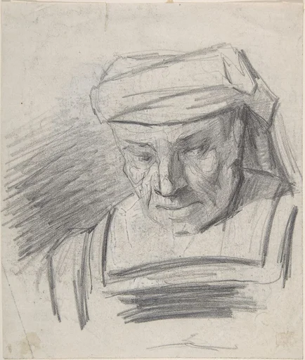 Head of a figure wearing a turban