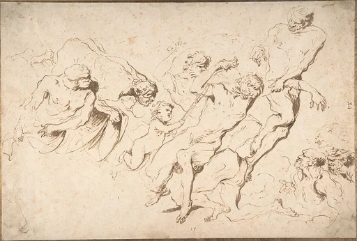 Fantastic Subject: Five Nude Male Figures Punishing Another