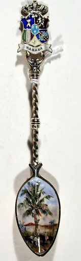 Souvenir spoon with view of Havana countryside