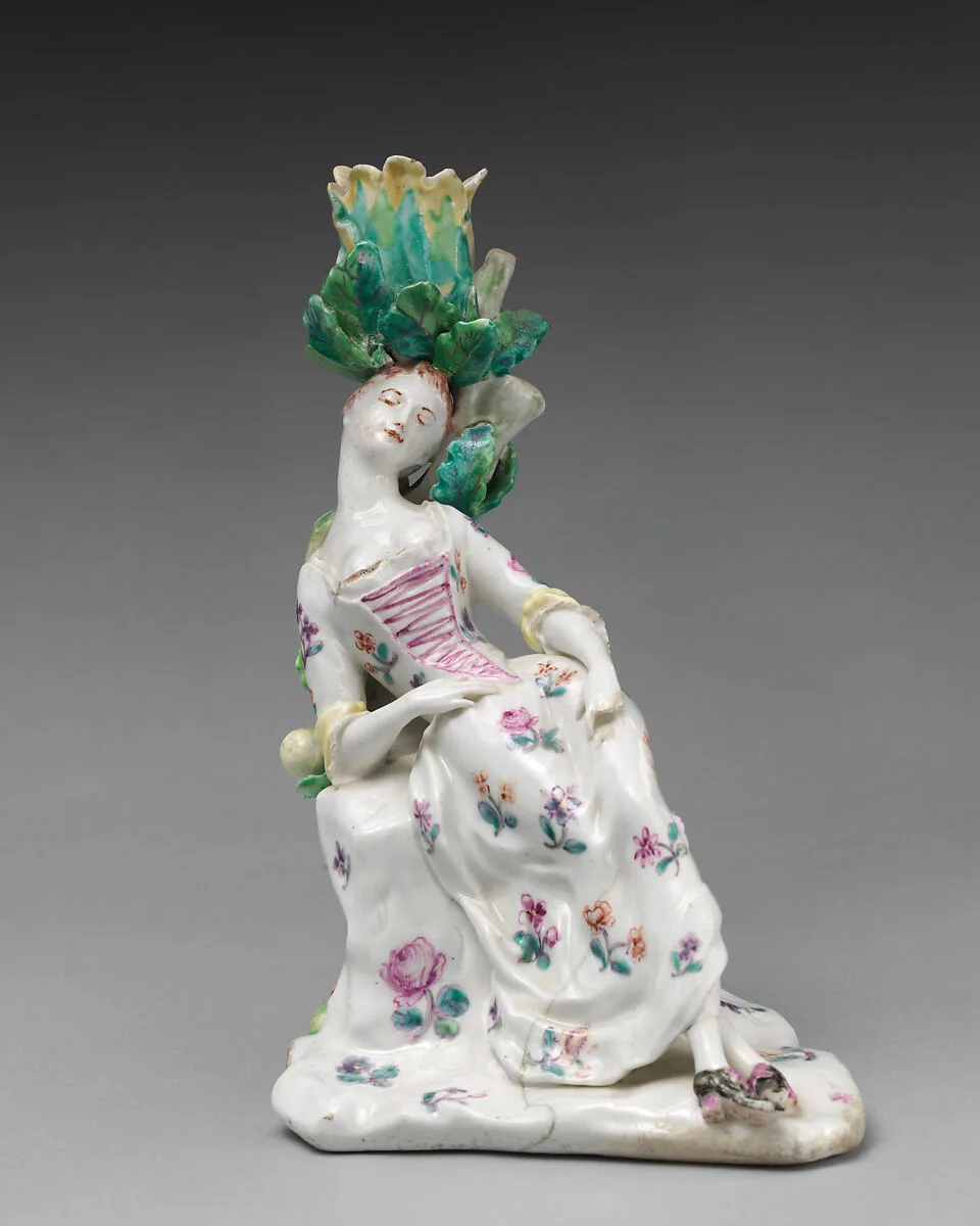Candlestick in the form of a female dozing figure (one of a pair) — Saint James's Factory