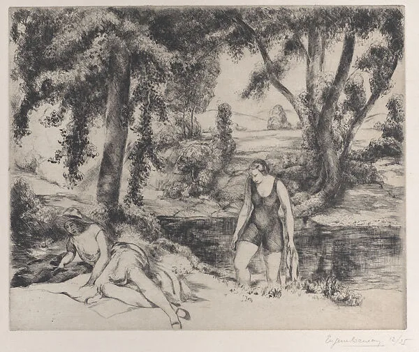 Bathers at the Huveaune River — Eugene Corneau