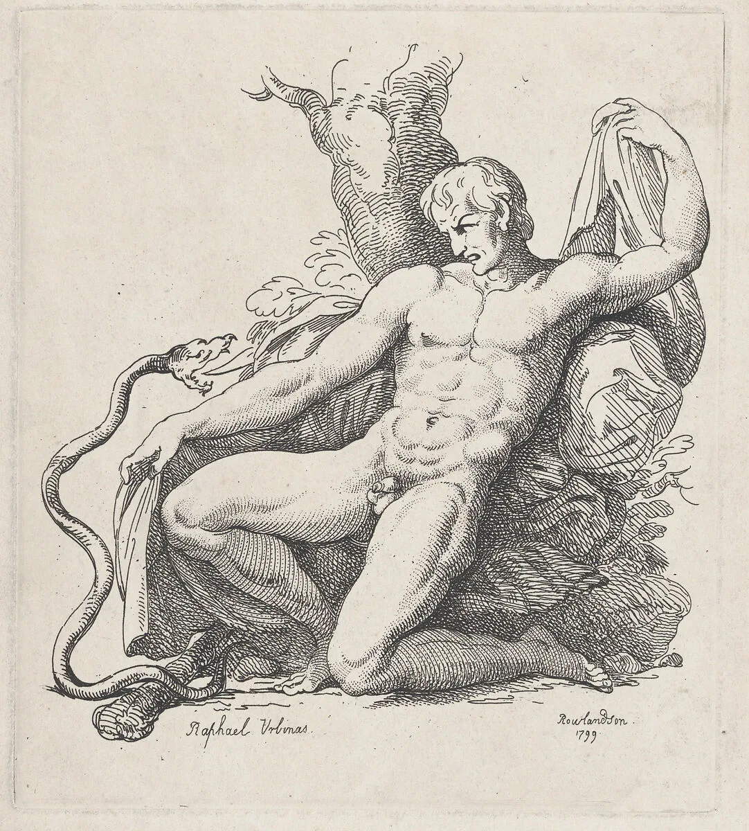 Serpent Attacking a Naked Man — Raphael (Raffaello Sanzio or Santi)|Thomas Rowlandson