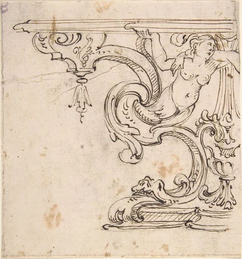 Left Side of the Design for a Table with the Figure of a Siren
