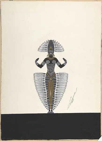 Costume Design Outlined in Feathers for "Ballet Africain," George White's Scandals, New York — Erté (Romain de Tirtoff)