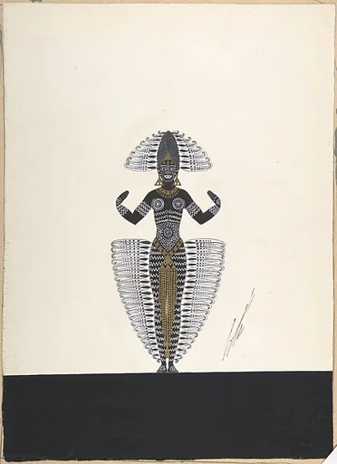 Costume Design Outlined in Feathers for "Ballet Africain," George White's Scandals, New York