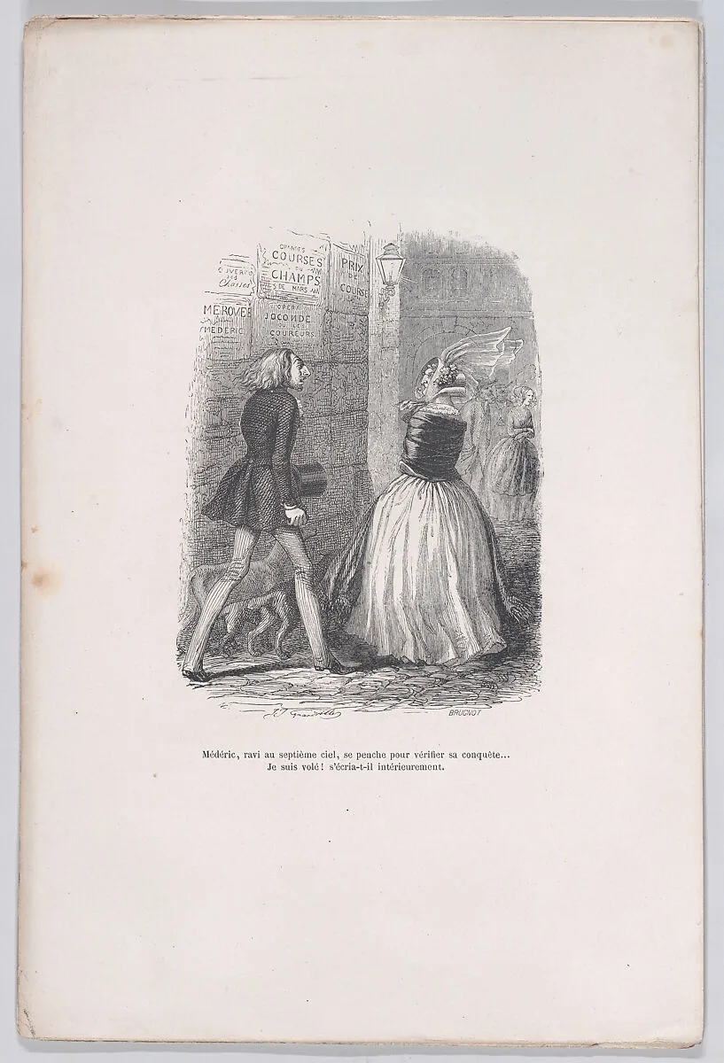 "Mèderic, delighted in the seventh heaven, leans over to check his conquest..." from the Little Miseries of Human Life — Brugnot|J. J. Grandville|Henri Fournier|Paul-Emile-Daurand Forgues