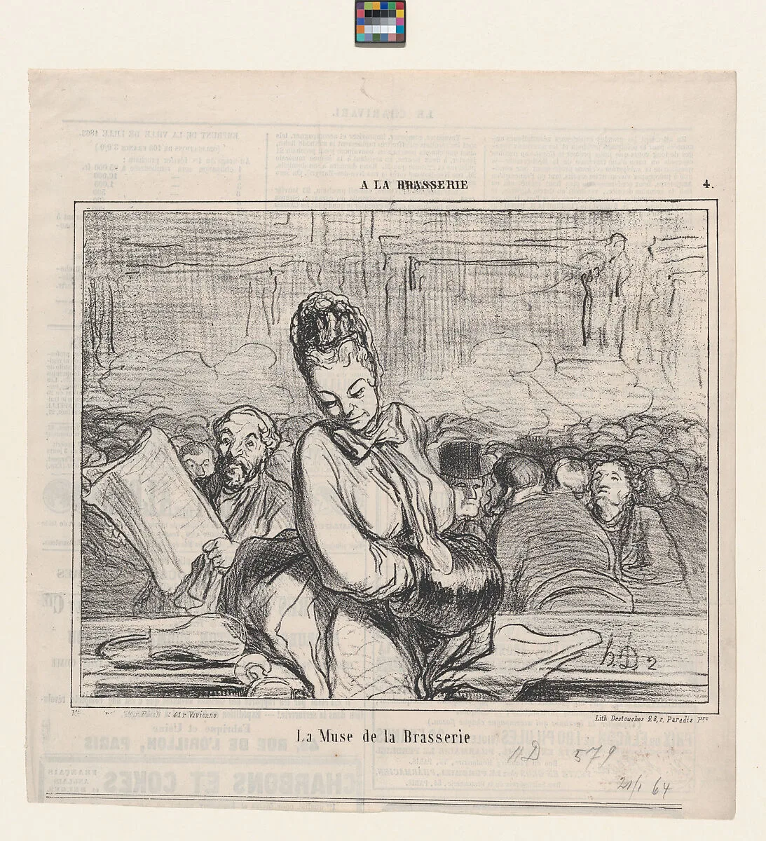 La Muse de la Brasserie, from 'A la Brasserie,' published in Le Charivari, January 21, 1864 — Honoré Daumier|Destouches|Aaron Martinet