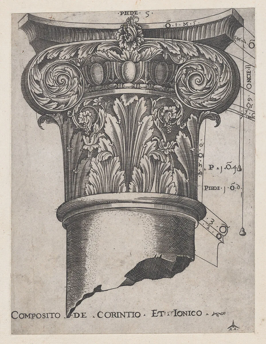 Speculum Romanae Magnificentiae: Composite of Corinthian and Ionic — Monogrammist G.A. & the Caltrop