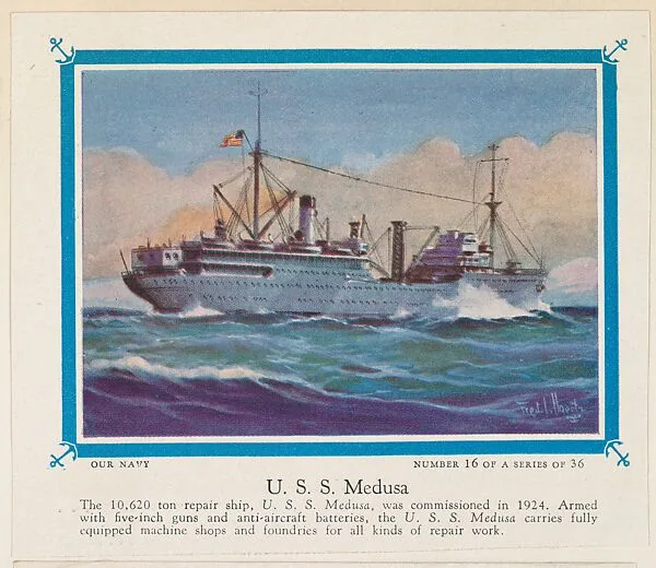 No. 16, U. S. S. Medusa, collector card from the Our Navy series (D62), issued by the Kelley Baking Company — Kelley Baking Company