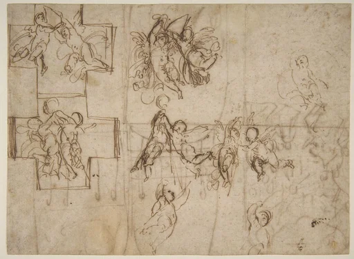 Studies of Flying Putti (recto); Composition Studies (verso)